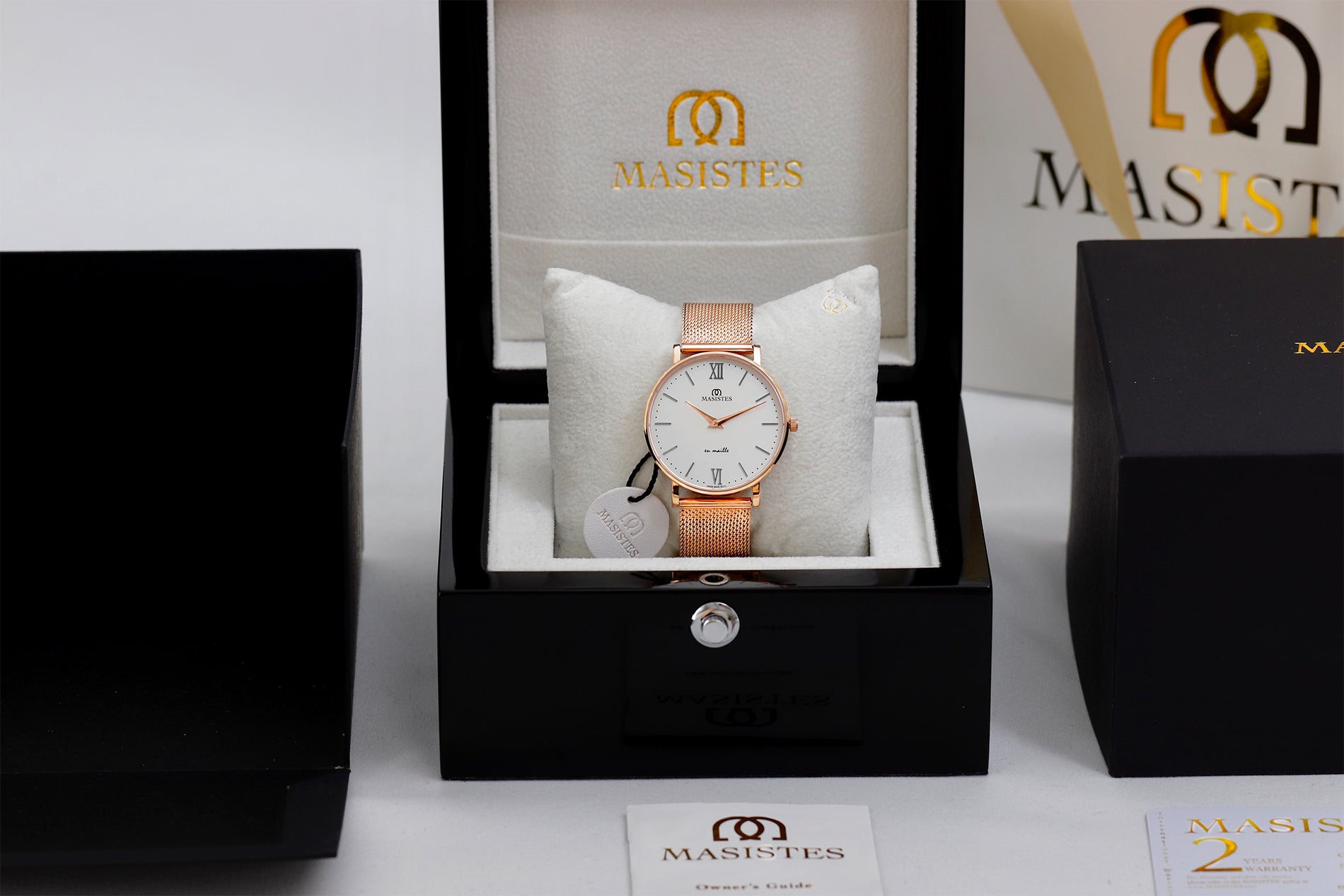 Masistes Classic en-Maille, 36 mm Swiss Quartz Watch, Rose Gold